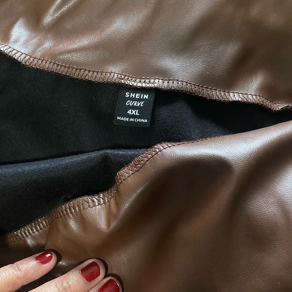 SHEIN Brown Pencil Pleather Skirt - Picture 3 of 3